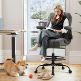 Drafting Chair Tall Office Chair for Standing Desk, Ergonomic Tall Desk Chair with Adjustable Foot Ring, Flip-Up Armrests, Lumbar Support, Comfortable Fabric Seat – Ideal for Home and Office Use MAHOMICO