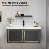 Weibath 28" Black Floating Bathroom Vanity Wall Mounted Bathroom Vanities Cabinet with Sink Combo Weibath