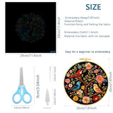 Zhenqing Three Birds on Floral Tree Embroidery Kit for Beginners, Pre-Printed 29x29cm Cotton Fabric with 20cm Hoop, Colorful Birds Design on Dark Background (C0240)