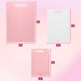 Paris Hilton Cutting Boards, Dual-Sided Cutting Board Set with Built-in Juice Grooves, Easy-Grip Handles, Heavy-Duty Plastic Made without BPA, Dishwasher Safe, 3-Piece Set, Pink and Cream Paris Hilton