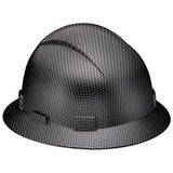 Acerpal Full Brim Non-Vented Classic Black Carbon Fiber Design Matte Finish OSHA Construction Approved Hard Hat with 6-Point Suspension Casco de construccion ACERPAL