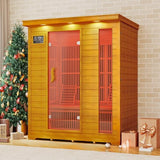 springspa 3 Person Infrared Sauna Indoor Home Sauna, Low EMF Far Infrared Canadian Hemlock Dry Saunas Room with 2 LCD Panels, 2820W/240V 15amp, 7-Color Light Therapy, 60.24"x43.31"x74.8" springspa