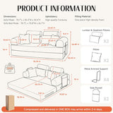 KSTNLUXQ 79" Corduroy Sofa Bed Sleeper Couch, 6-in-1 Convertible Boneless Floor Futon Loveseat, High-Density Foam Couch in a Box with 2 Headrest Pillows, No Assembly, Red and White KSTNLUXQ