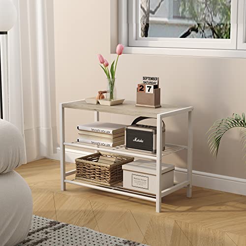 HOMEFORT 3-Tier Shoe Rack, Shoe Storage Shelf, Industrial Shoe Tower, Narrow Shoe Organizer for Closet Entryway, Small Shoe Rack Table with Durable Metal Shelves, White Oak - WoodArtSupply