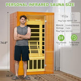 Real Relax Far Infrared Sauna for Home, 2 Person Indoor Home Sauna with Red Light Therapy, Canadian Hemlock Wooden Dry Heat Saunas Room with Bluetooth Speakers, 9-Color Chromotherapy Lights Real Relax