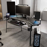 EUREKA ERGONOMIC Aero 72 Inch Gaming Desk with Keyboard Tray, Large Computer Desk Led Lights, Wing-Shaped Monitor Stand Dual Headphone Hanger Cup Holder for Studio,Streamer,Live,Black EUREKA ERGONOMIC