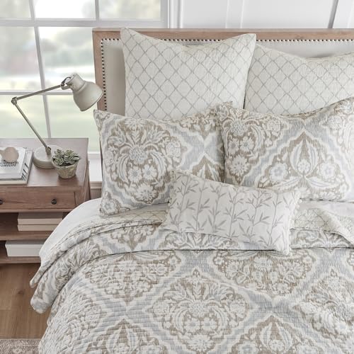 Levtex Home - Becker Taupe Quilt Set - King Quilt and Two King Shams - Ikat - Taupe, Grey and Cream - Quilt (106x92in.) and Shams (20x36in.) - Reversible - Cotton Levtex Home