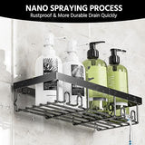 Moforoco 3-Pack Shower Caddy Basket Shelf with Soap Holder, No Drilling Traceless Adhesive Shower Wall Shelves, Rustproof Black Bathroom Shower Storage Organizer Moforoco