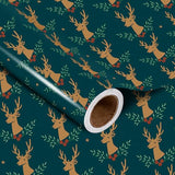 WRAPAHOLIC Christmas Wrapping Paper Roll - 17 Inch x 16.4 Feet per Roll - Dark Green Mini Roll, Reindeer Design Perfect for Christmas Holiday Gift Packing WRAPAHOLIC