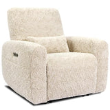 EONIX Real Zero Clearance Wall Hugger Power Recliners for Small Spaces, RV Recliner Chairs with Charging Ports and Side Pokects, 400lbs Heavy Duty, SXXY015, Plush Fabric, Beige