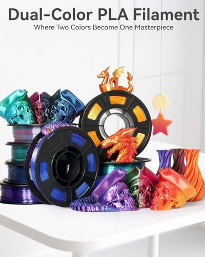 Epelay Epelay 3D Printing Filament Bundle, Silk PLA Printer Filament 1.75mm, Shiny Dual Color Change, Neatly Wound Bundle, 4 x 250g Spools for FDM Printers Epelay