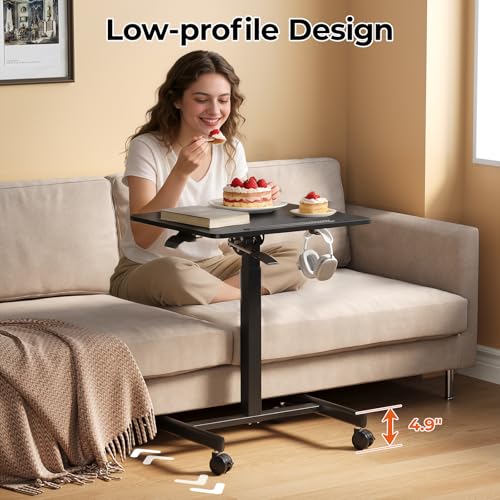 JOY worker Mobile Standing Desk, 23.6" x 20.5" Small Rolling Laptop Cart with 90° Tiltable Desktop, Portable Height Adjustable Sit-Stand Computer Desk on Wheels for Home Office, Black JOY worker