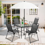 Shintenchi Outdoor Folding Dining Chairs Set of 4 with Textilene mesh Fabric and Metal Frame, Portable for Patio, Backyard, Camping and Porch, Black Shintenchi