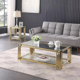55 Inch Modern Luxury Console Table Clear Glass Sofa Table w/Gold Stainless Steel Pipe Frame, 2-Layer Narrow Table Accent Table for Living Room, Home Entayway Table Foyer Table for Entrance Hallway Henf
