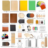 144 PCS Laser Engraving Material Kit, 29 Kinds of Laser Engraving Supplies Including Acrylic, Wood, PU Leather, Glass, Metal, Rock, Fabric, Rubber Materials for Laser Cutter Engraver Mossaestheticoy