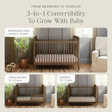 Namesake Liberty 3-in-1 Convertible Spindle Crib with Toddler Bed Conversion Kit in Natural Walnut, Greenguard Gold and FSC® Certified
