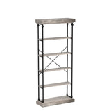 IDEALHOUSE Rustic 6-Tier Industrial Bookshelf with Metal Frame - Elegant Grey Storage Rack for Home and Office IDEALHOUSE