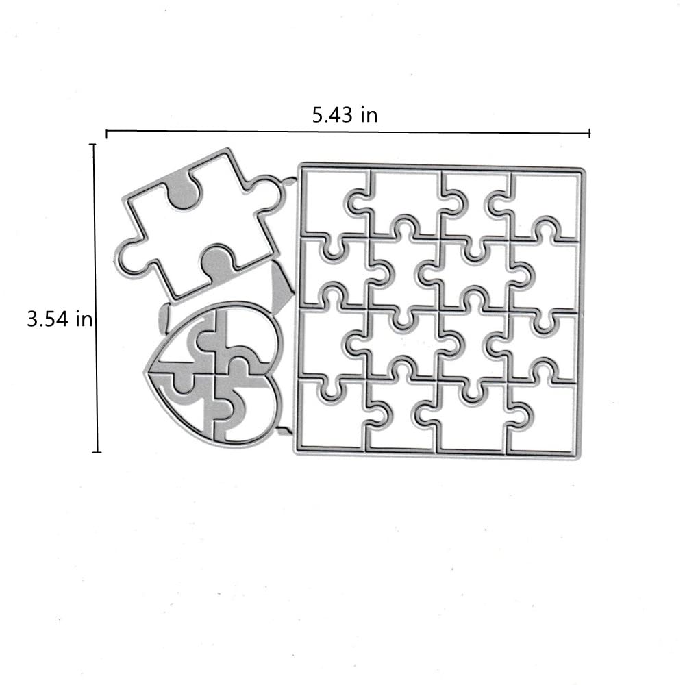 Square Jigsaw Puzzle Cutting Dies,Love Heart Jigsaw Puzzle Die Cuts Metal Embossing Stencils Template Mould for Card Scrapbooking and DIY Craft Album Paper Card Decor AHTOLS
