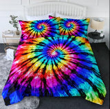 BlessLiving Tie Dye Comforter Set Hippie Bedding Set King Trippy King Size Tie Dye Bed Set Blue Purple Black 3 Piece Gypsy Bohemian Comforter Psychedelic Quilt with 2 Pillow Shams BlessLiving