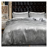 Duvet Cover Sets Neoclassical Style Jacquard Duvet Cover Set 2/3PCS Luxury Satin Bedding Set 1 Quilt Cover and 1/2 Pillowcase Single Twin Full Queen King Size Easy Care (E US) WoodArtSupply