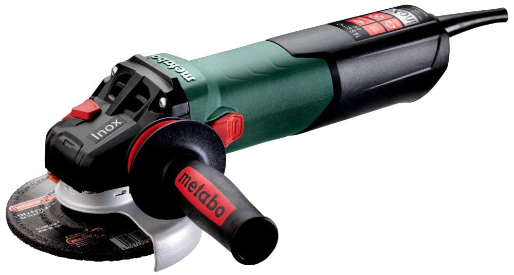 Metabo 4-1/2-Inch / 5-Inch Variable Speed Angle Grinder, 2,000-7,600 RPM, 14.5 Amp, Electronics, Slide Switch (Locking), Safety Clutch, M-Quick Wheel Change, WEV 17-125 Quick Inox, 600517420, Green Metabo