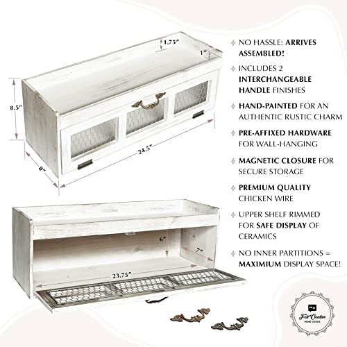 Rustic White Chicken Wire Countertop Shelving Organizer for Farmhouse Kitchen and Bathroom Felt Creative Home Goods