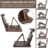 Roylvan Multifunctional Wooden Gun Rack, Durable Nightstand Organizer with Pistol Rack for Phone Wallet Ring Key Military Watch Pistol Display Stand Gun Gifts for Men Husband Dad Boyfriend, Dark Brown Roylvan