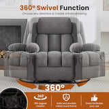 MAHOMICO Swivel Rocker Recliner Chair with Vibration Massage and Heat for Living Room,with Rocking Function and Side Pocket, USB Charge Port,2 Cup Holders