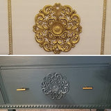 MUXSAM Retro Wood Carved Onlays Appliques, Round Solid Woodcarvings Center Decals for Closet Door Cabinet Drawer Wall Ceilling Dresser Wardrobe MUXSAM
