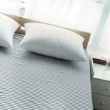VM VOUGEMARKET Blue Striped Fitted Sheet Twin with 15" Deep Pocket (Without Pillowcases),100% Cotton Single Fitted Bottom Sheet Soft& Breathable-Twin,Stripe VM VOUGEMARKET