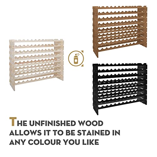 Smartxchoices Stackable Modular Wine Rack 96 Bottle Wooden Wine Storage Rack Freestanding Wine Holder Display Shelves, Wobble-Free, Solid Wood, Smartxchoices