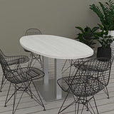 6 Person Boat Oval Shape Conference Table with Power & Data Module | Matte Black Square Metal Base | Harmony Series | Meeting Table for Offices, Training Rooms, and Homes | Black Cypress - 6 Ft SKUTCHI DESIGNS INC.