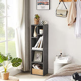 VECELO Small Bookshelf, 5 Cube Slim Bookcase, Fits Tallest Hardcovers, Horizontal Available, Modern Floor Standing Unit, Each Shelf Hold Up to 66 LBS,Modern Gray VECELO