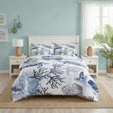 WeCozy Twin Size Comforter Set with Pillowcase, Animal Blue Turtle Sea Coral Soft 2 Pcs Bedding for Kids and Adults Bedroom Bed Decor WeCozy