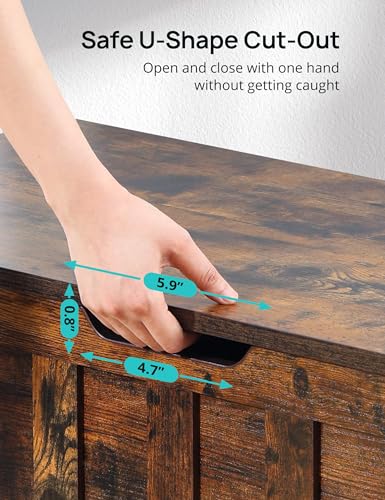 Storage Chest, 39.4'' Wooden Storage Bench with 4 Wheels & 2 Safety Hinges, Retro Box Support 300 lbs for Bedroom, Living Room, Easy Assembly, Rustic Brown HYZ