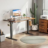 Smug Adjustable Height Standing Desk 48 Inch Electric Sit Stand Up Down Computer Table Ergonomic Rising Modern Lift Motorized Gaming Desktop Workstation for Work Home Office - Rustic Brown SMUG