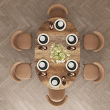 59-Inch Extendable Round Dining Table for Dining Room, 4-6 People Large Expandable Kitchen Dinner Tables with Oval Wood Top and Industrial Metal Frame for Dinner Room, Small Space, Black Brown Epecoya