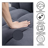 JUMMICO Modern Tuft Futon Sofa Bed Couch Convertible Loveseat Sleeper Reclining Futon Twin Size with Arms and 2 Pillows for Living Room (Blue) JUMMICO