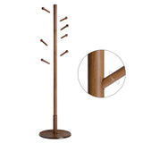 VASAGLE Solid Wood Coat Rack, Wood Hall Tree, Coat Rack Stand with 7 Rounded Hooks, Stable Round Base, 3 Height Options, for Living Room, Bedroom, Home Office, Dark Walnut URCR07WN VASAGLE
