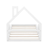 Harper & Bright Designs Twin House Bed Frame with Solid Wood Slats - White Harper & Bright Designs