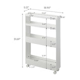 Yamazaki Home Tower Slim 4-Tier Rolling Storage Cart – Mobile Organizer for Kitchen Or Bathroom, 31.7" - Steel - YAMAZAKI