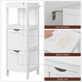 VASAGLE Bathroom Floor Cabinet, Bathroom Storage Organizer Rack Stand, Multifunctional Corner Unit, 2 Drawers, 35 Inches in Height, White UBBC42WT VASAGLE