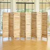 Room Partitions and Dividers, Temporary Wall with Double Hinges, 5.6 Ft Tall Folding Louver Wood Screen for Home Office Bedroom Hotel Decoration (8 Panels, Wood Color) Svimi