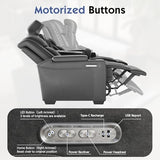 VanAcc Home Theater Seating, Power Movie Loveseat Recliner with USB & Wireless Charging, 3 Seats Leather Sofa Couch for Living Room Gaming, Electric Headrest, Tray Table, Ambient Lighting