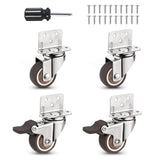 Heavy Duty Casters Set of 4 with Brake,L-Shape Side Mount TPR Plate Caster Wheels Replacement for Baby Bed, Carts Trolley, Kitchen Cabinet, Furniture, Table, Loading Capacity 80 Lbs (1” L-Shape) Molen