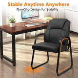 CLATINA Leather Guest Chair with Padded Arm Rest for Reception Meeting Conference and Waiting Room Side Office Home Black with Sled Base 8 Pack CLATINA