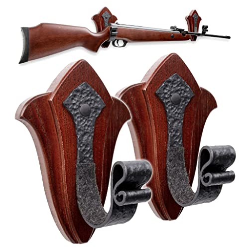 TESLYAR Gun Holder Wall Mount Ash Wood Wooden Gun Hanger Hook Stand Rack Gun Hanger Hardwood - WoodArtSupply