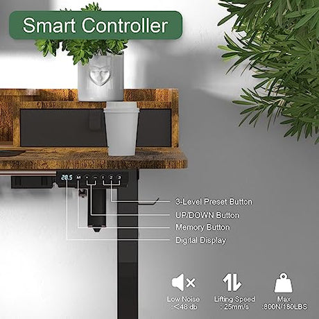 ExaDesk 48×30 Inch Electric Standing Desk with 2 Drawers, Adjustable Height Widened Stand Up Desk with Storage Shelf, Sit to Stand Ergonomic Workstation for Home Office ExaDesk