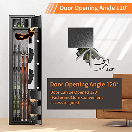 INTERGREAT [2024 NEW] 5-6 Rifle Gun Safe, Large Shotgun Rifle Safe with Fingerprint Keypad for Home Rifle and Pistols, Long Rifle Safe with 3 Adjustable Shelf and Lock Box for Home, Garage INTERGREAT