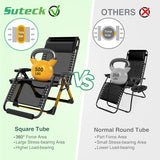 Suteck Oversized Zero Gravity Chair,33In XXL Outdoor Recliner Chair w/Removable Cushion&Headrest, Camping Lounge Chair w/Upgraded Lock&Footrest, Reclining Patio Chairs for Indoor Outdoor,500LBS Suteck